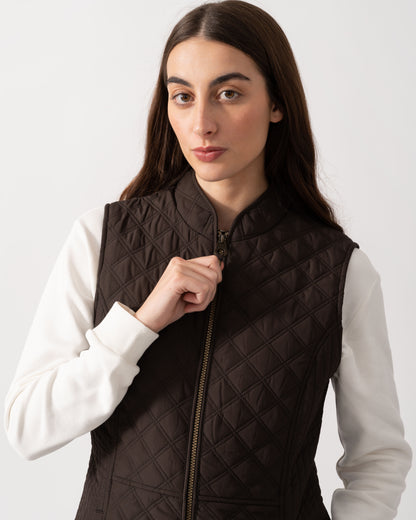 Joules Minx Womens Diamond Quilt Gilet - Brown