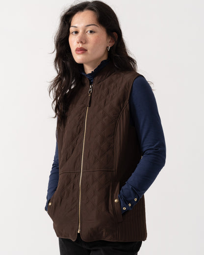 Side of Joules Minx Womens Diamond Quilt Gilet - Chocolate Brown