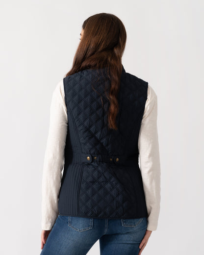 Joules Minx Womens Diamond Quilt Gilet - Dark Navy