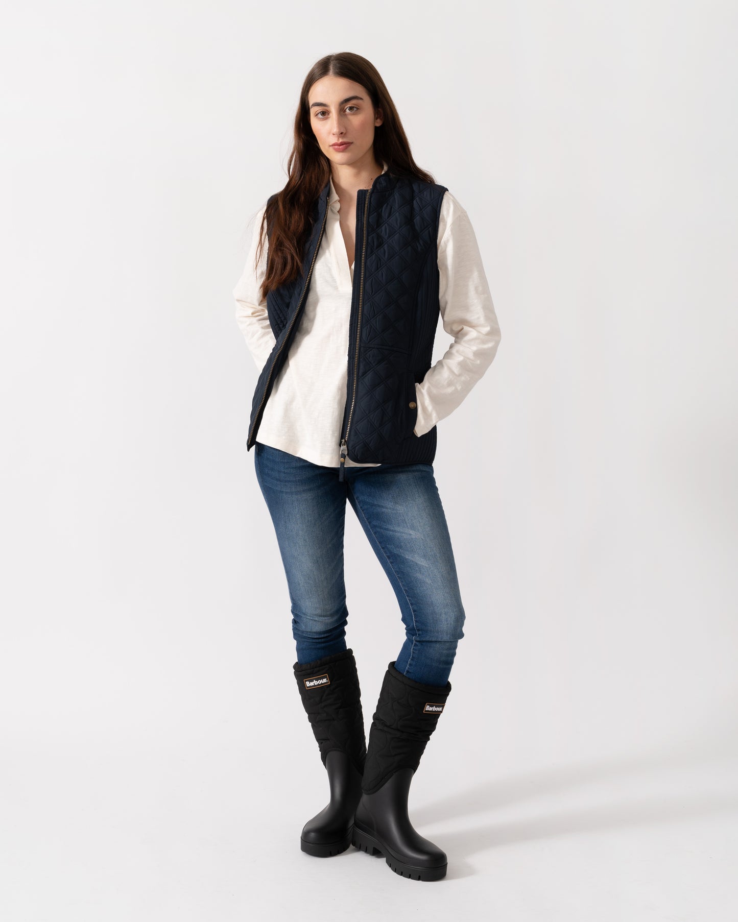 Joules Minx Womens Diamond Quilt Gilet - Dark Navy