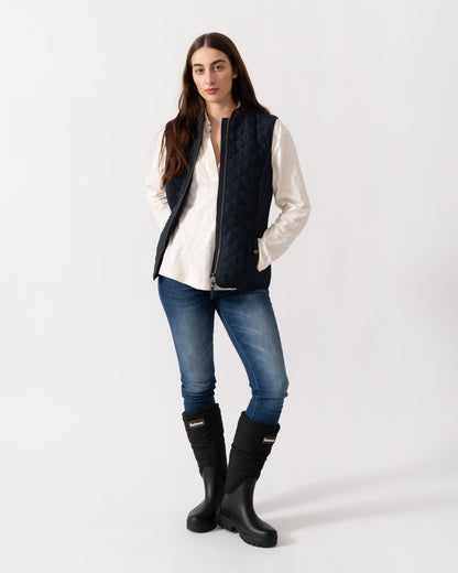 Joules Minx Womens Diamond Quilt Gilet - Dark Navy