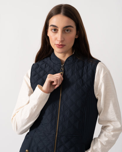Joules Minx Womens Diamond Quilt Gilet - Dark Navy