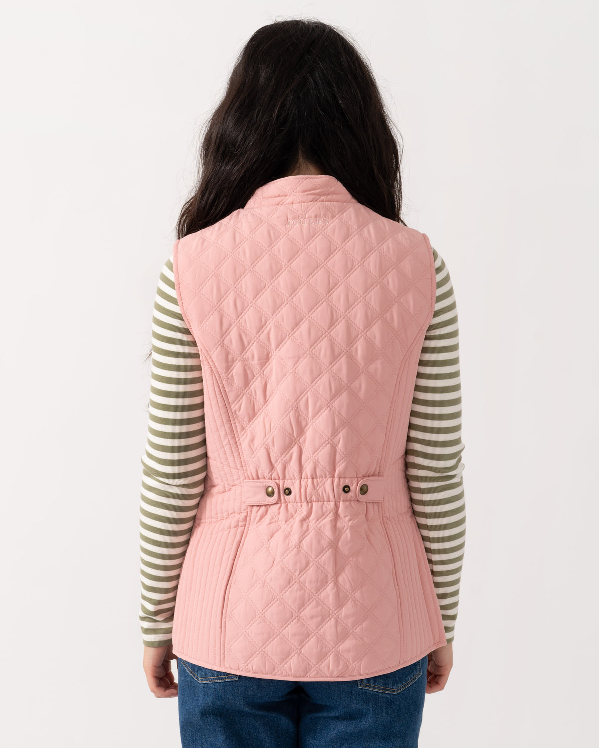 Back of the Joules Minx Womens Diamond Quilt Gilet - Pink