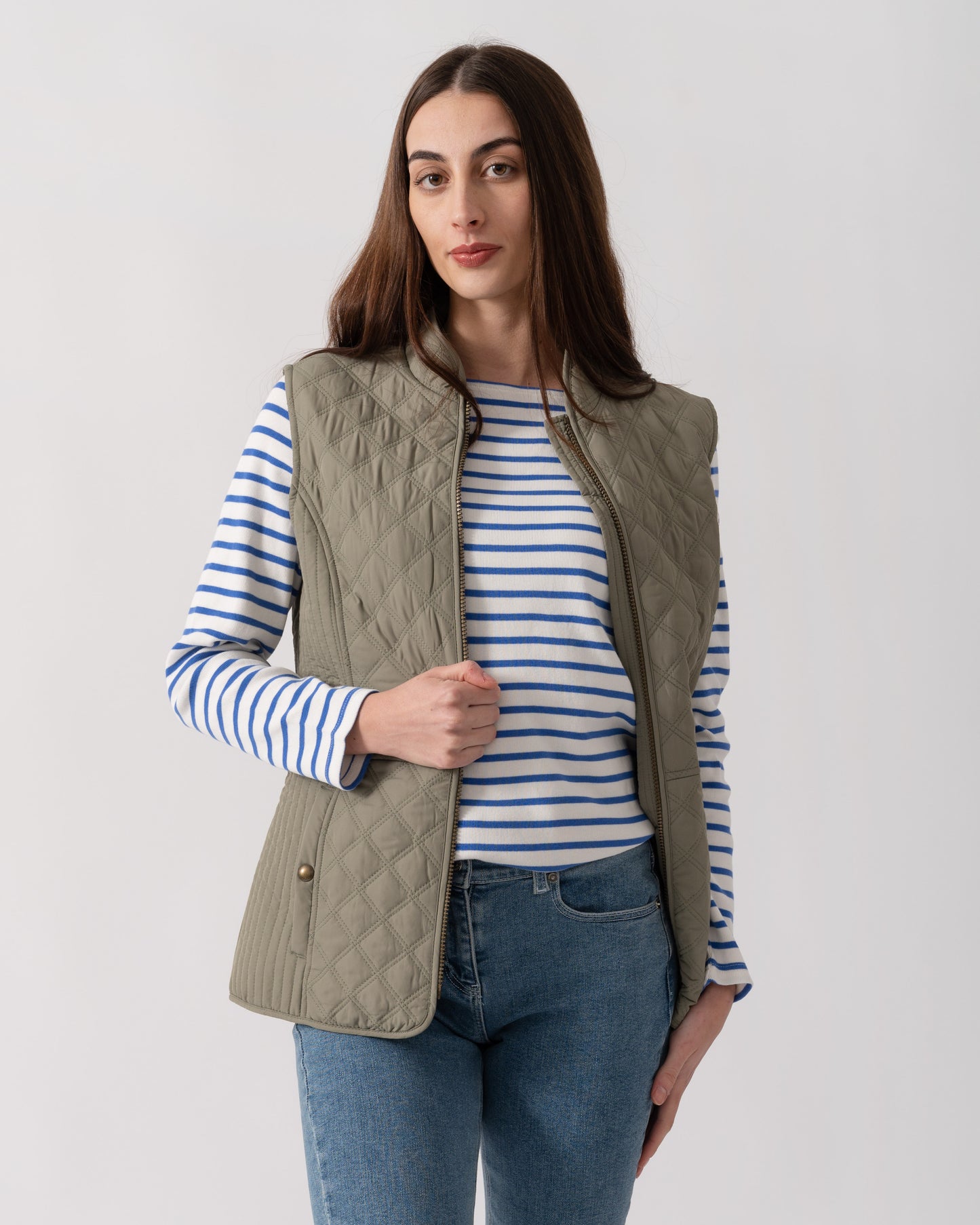 Joules Minx Womens Diamond Quilt Gilet - Sage Green