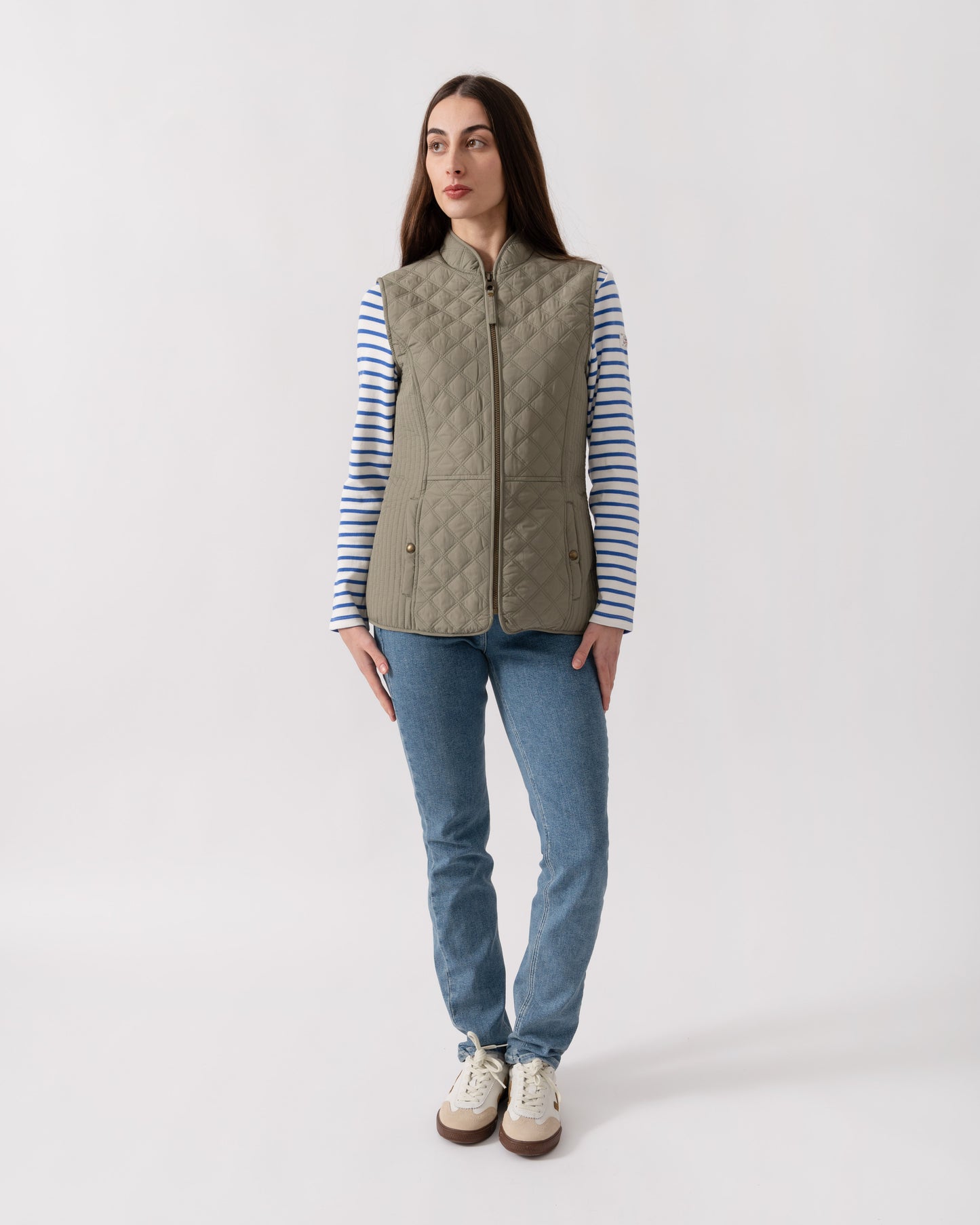Joules Minx Womens Diamond Quilt Gilet - Sage Green
