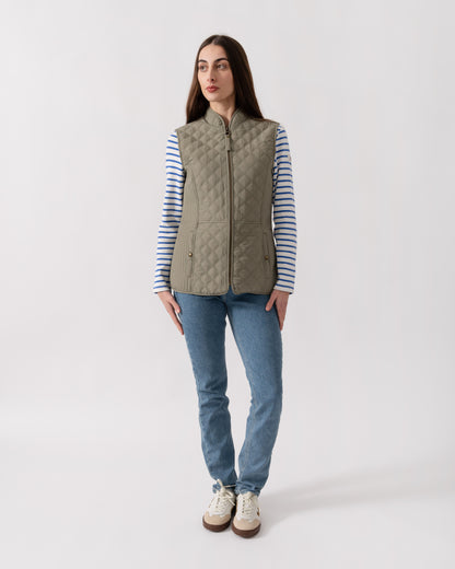 Joules Minx Womens Diamond Quilt Gilet - Sage Green