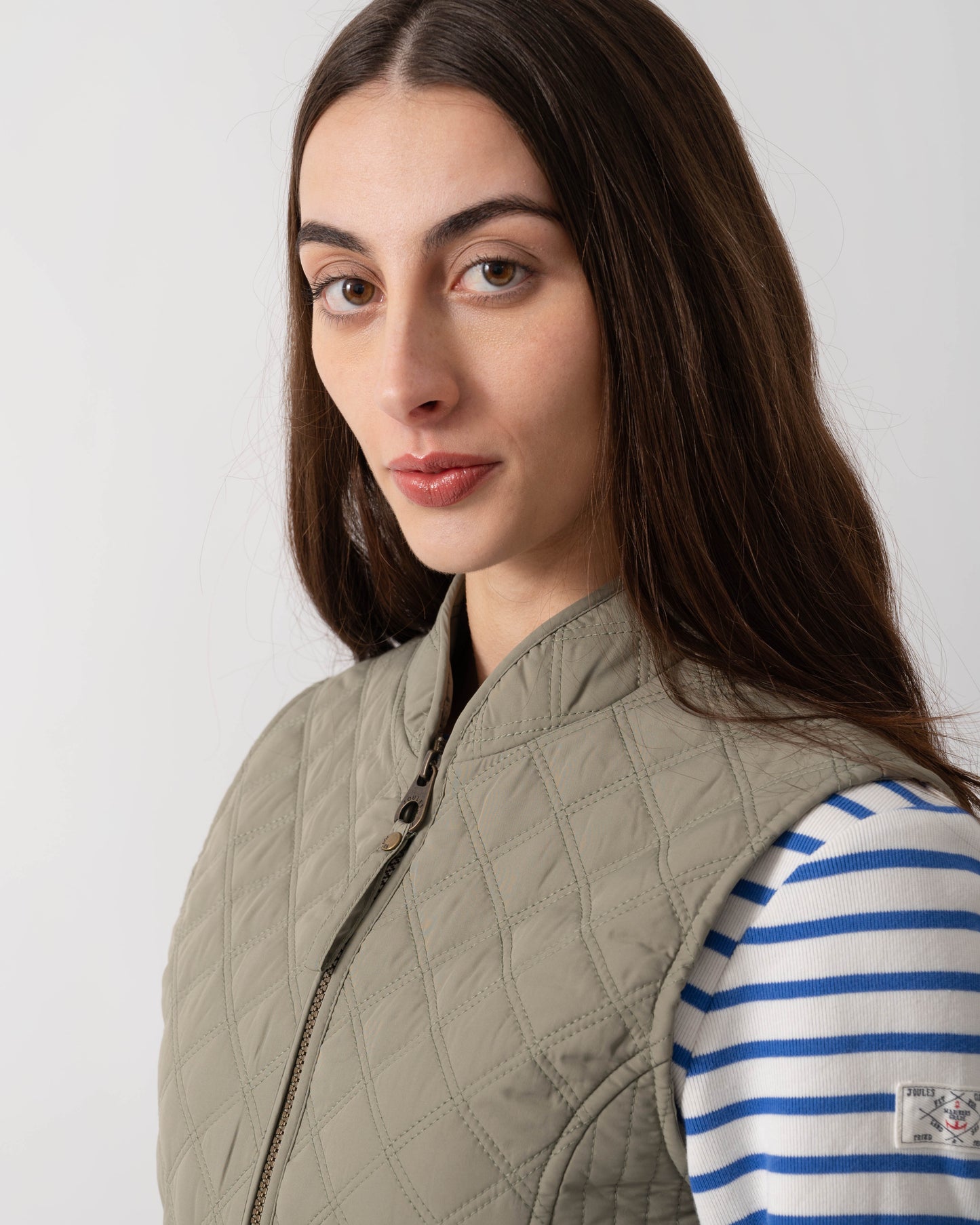 Joules Minx Womens Diamond Quilt Gilet - Sage Green