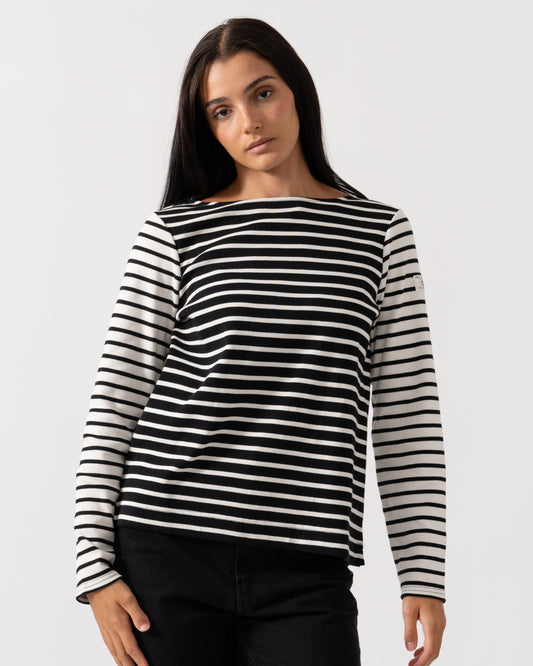 Joules New Harbour Womens Striped Breton Top - Black/Cream Hotchpotch