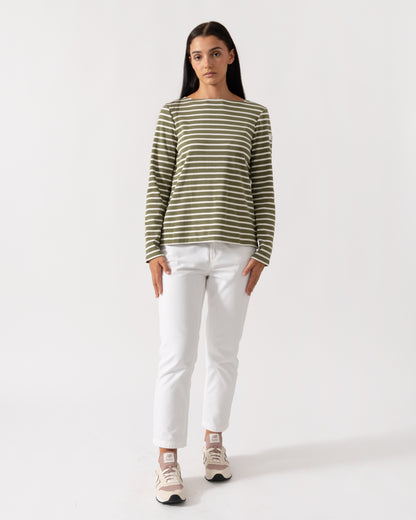 Joules New Harbour Striped Breton Womens Top - Green Stripe