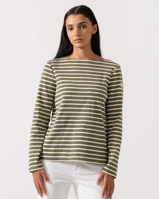 Joules New Harbour Striped Breton Womens Top - Green Stripe