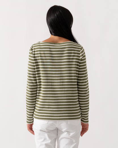 Joules New Harbour Striped Breton Womens Top - Green Stripe