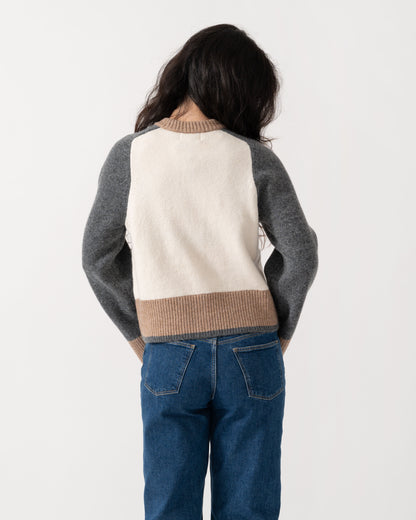 Back of the Joules Nora Womens Colourblock Cardigan - Cream & Tan