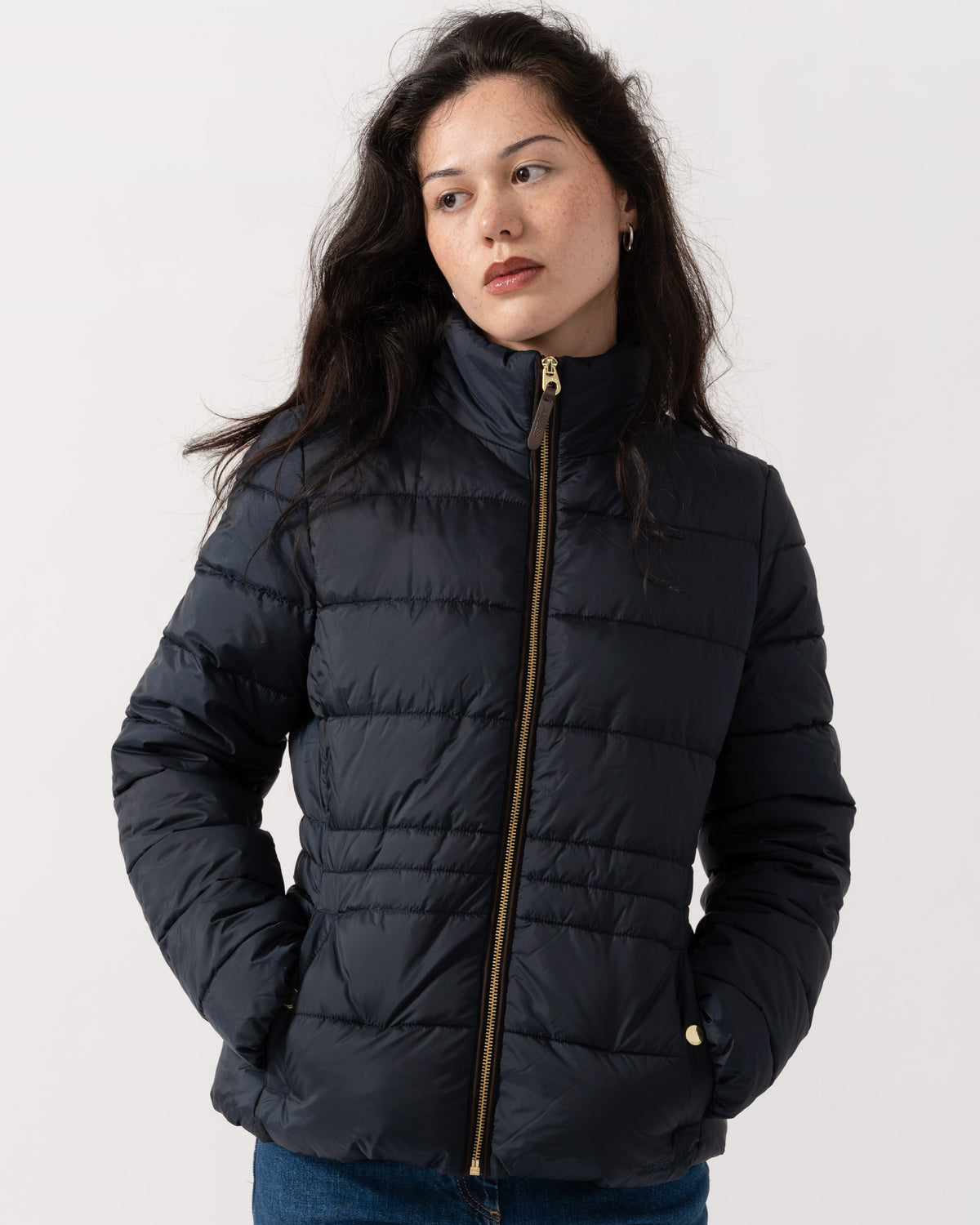 Front of Joules Paddock Womens Showerproof Padded Jacket - Navy
