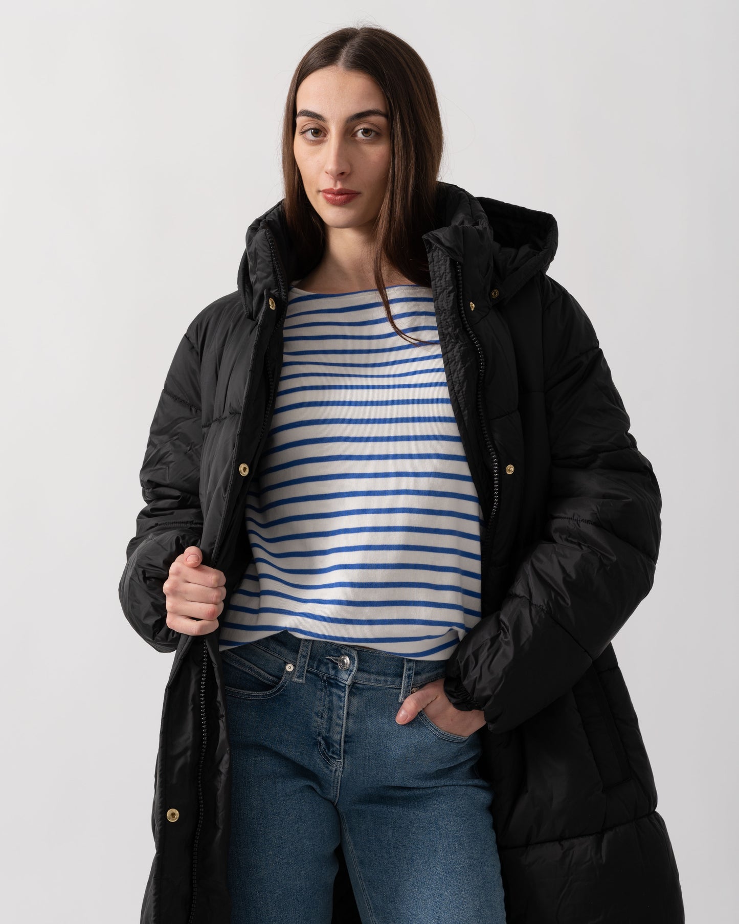 Joules Pitchside Womens Long Padded Jacket - Black | CHO | Designer Womens Padded Jackets