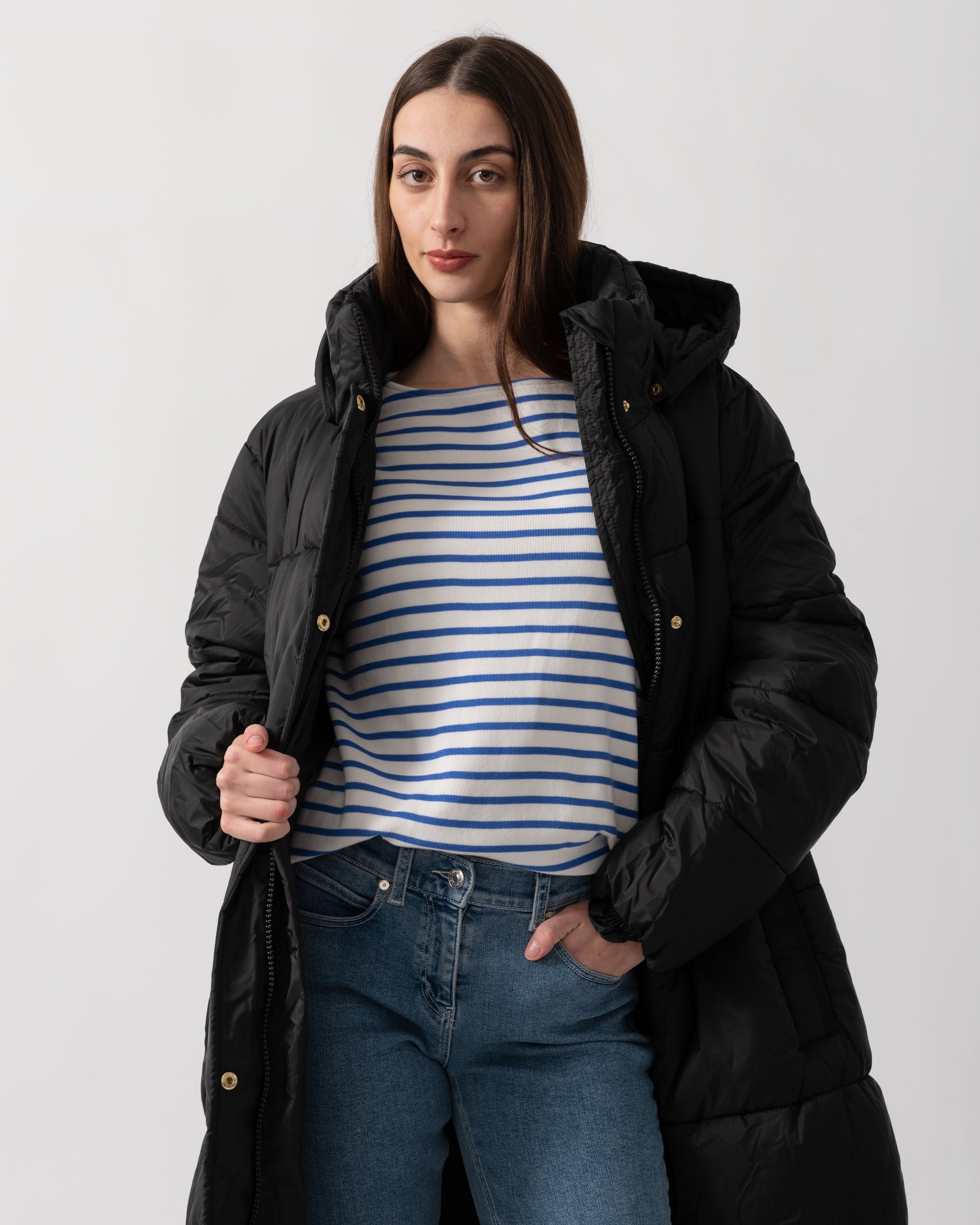 Joules Pitchside Womens Long Padded Jacket - Black | CHO | Designer Womens Padded Jackets