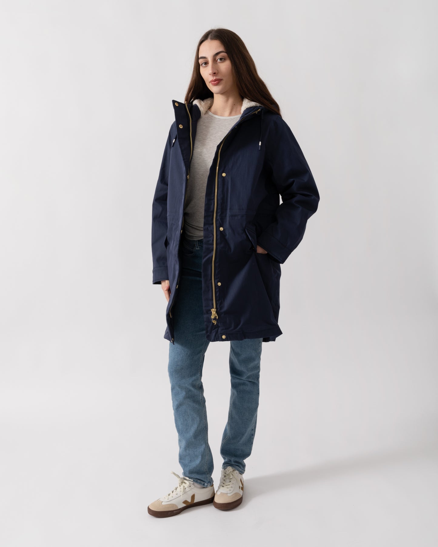 Joules Portwell Cosy Womens Jacket - Navy | CHO | Designer Womens Coats & Jackets
