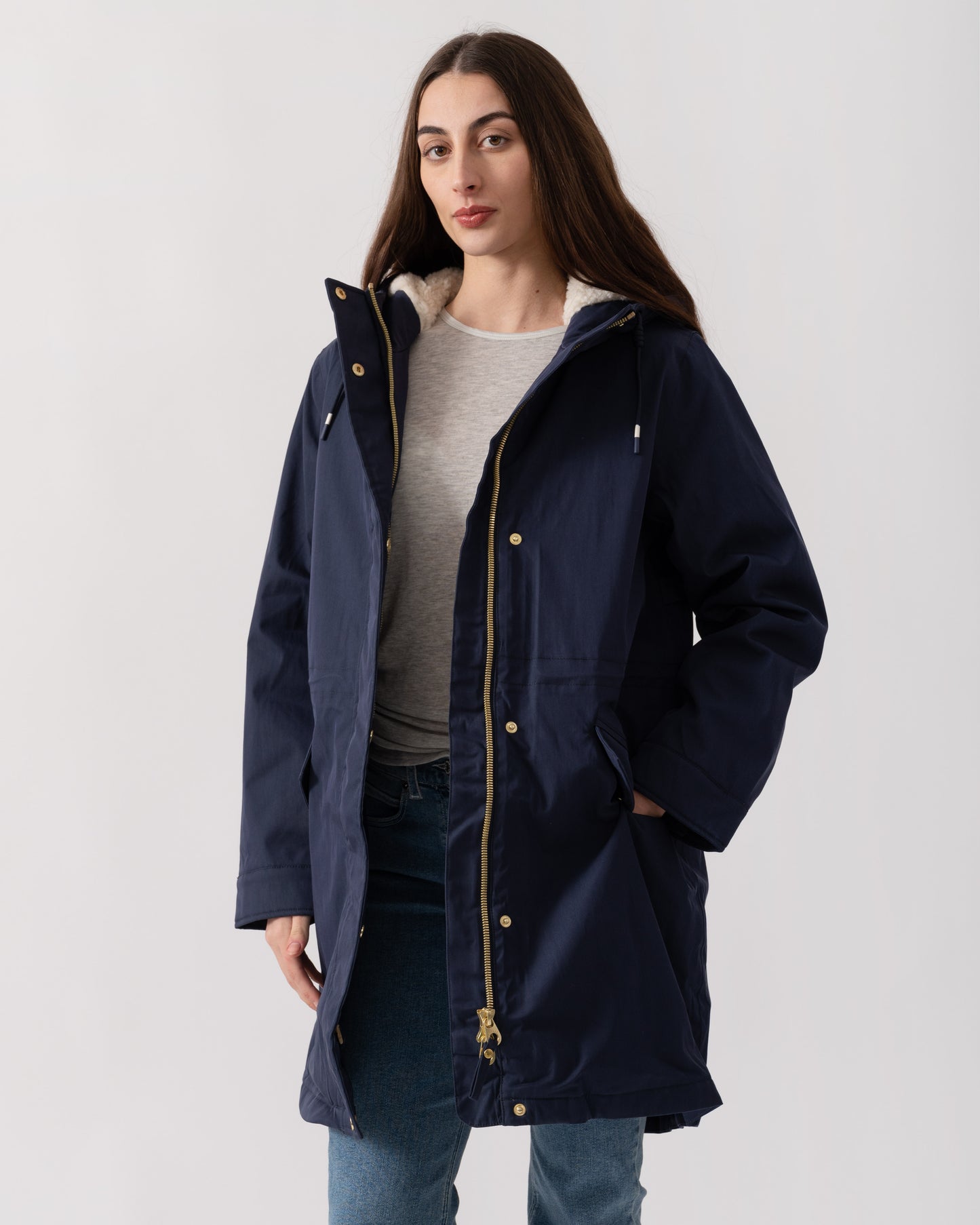 Joules Portwell Cosy Womens Jacket - Navy | CHO | Designer Womens Coats & Jackets