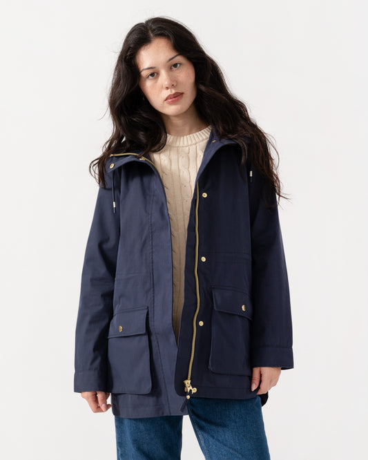 Front of the Joules Portwell Womens Raincoat - Navy