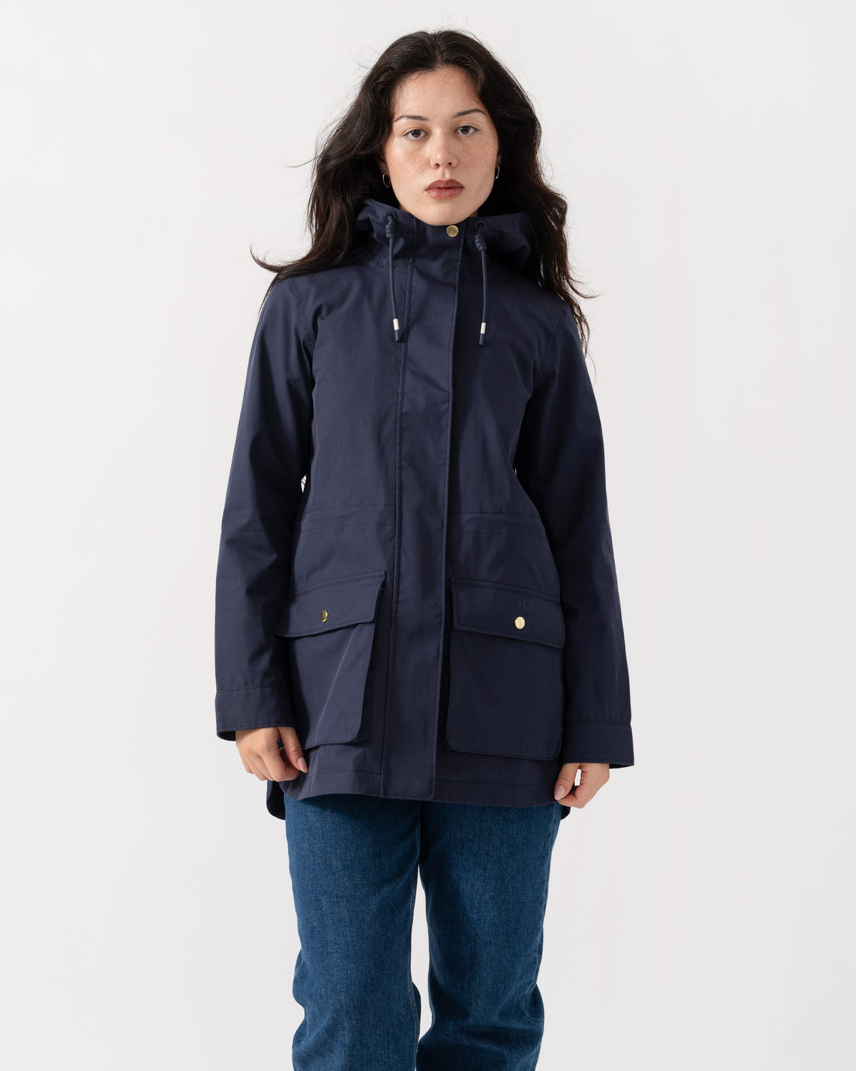 Full look at the Joules Portwell Womens Raincoat - Navy