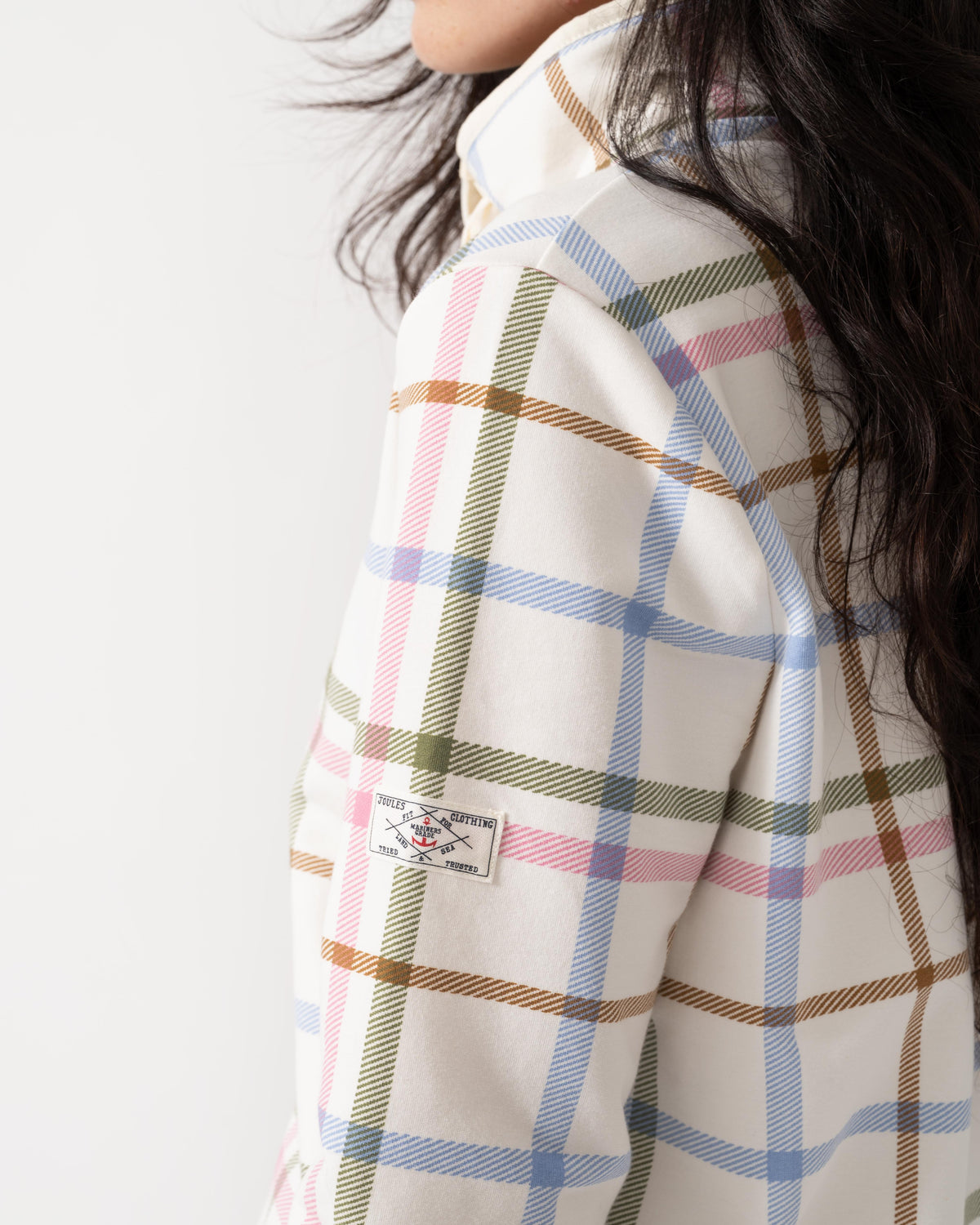 Logo of the Joules Saunton Womens Funnel Neck Sweatshirt - Cream Check