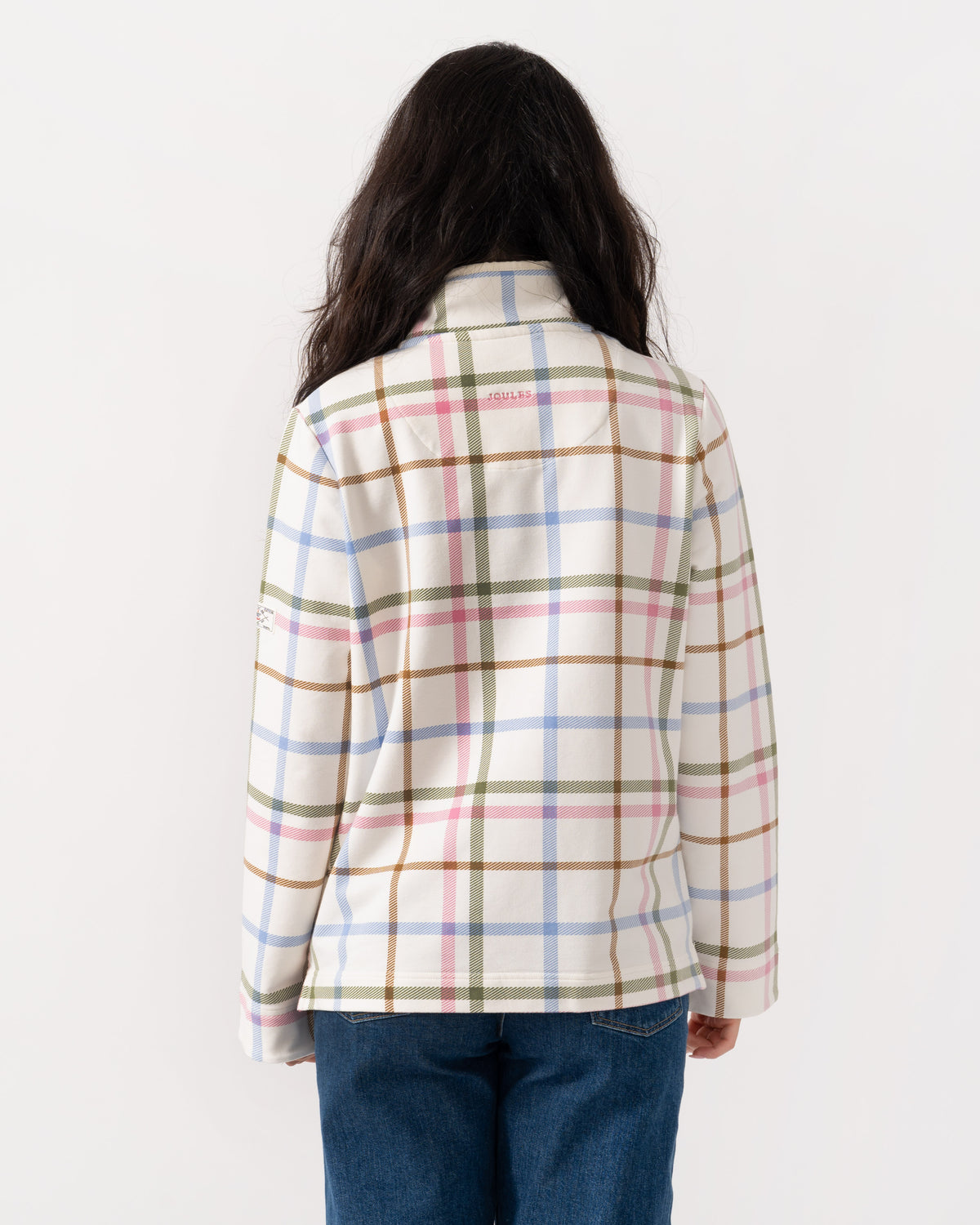 Back of the Joules Saunton Womens Funnel Neck Sweatshirt - Cream Check