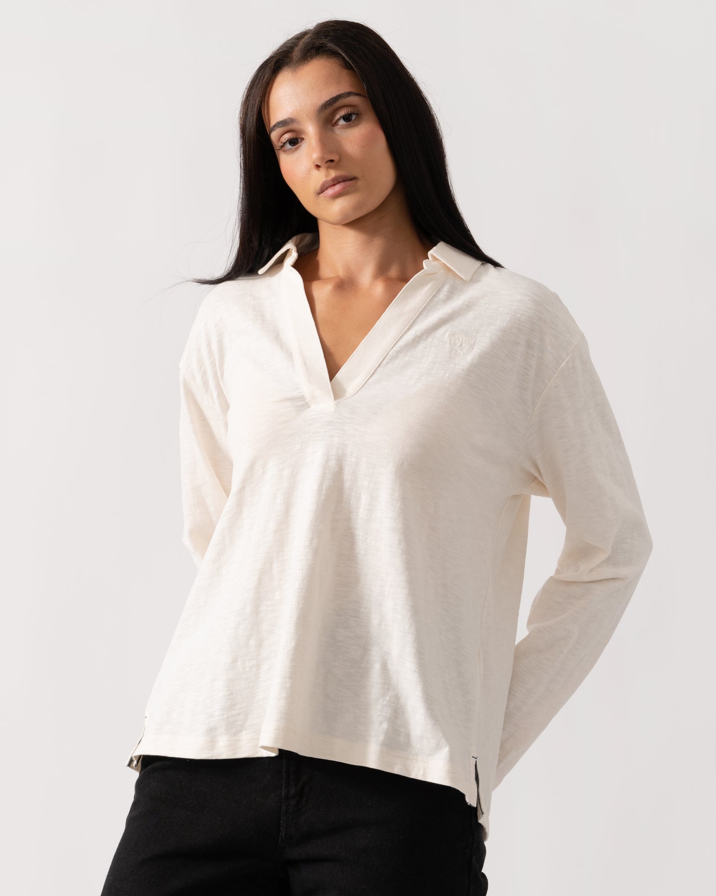 Joules Tallie Slub Womens Long Sleeve Top - Cream
