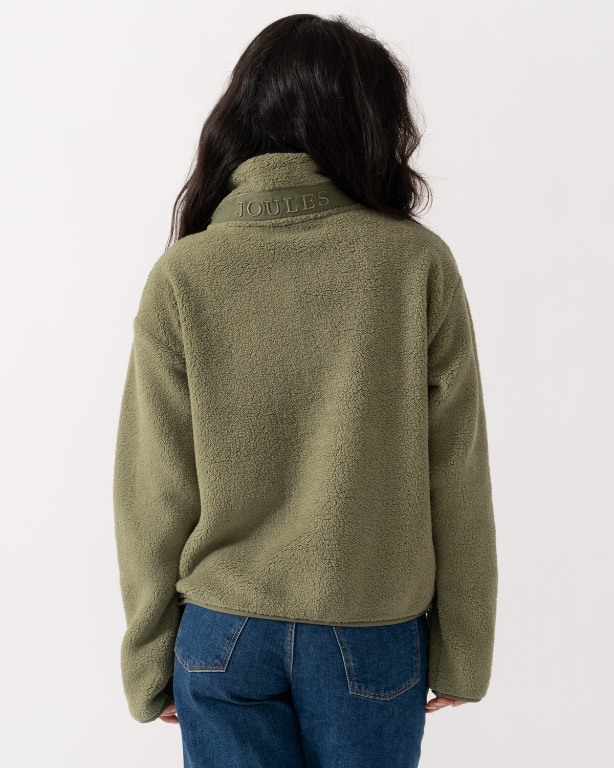 Back of the Joules Tilly Womens Cropped 1/4 Zip Fleece - Olive Green