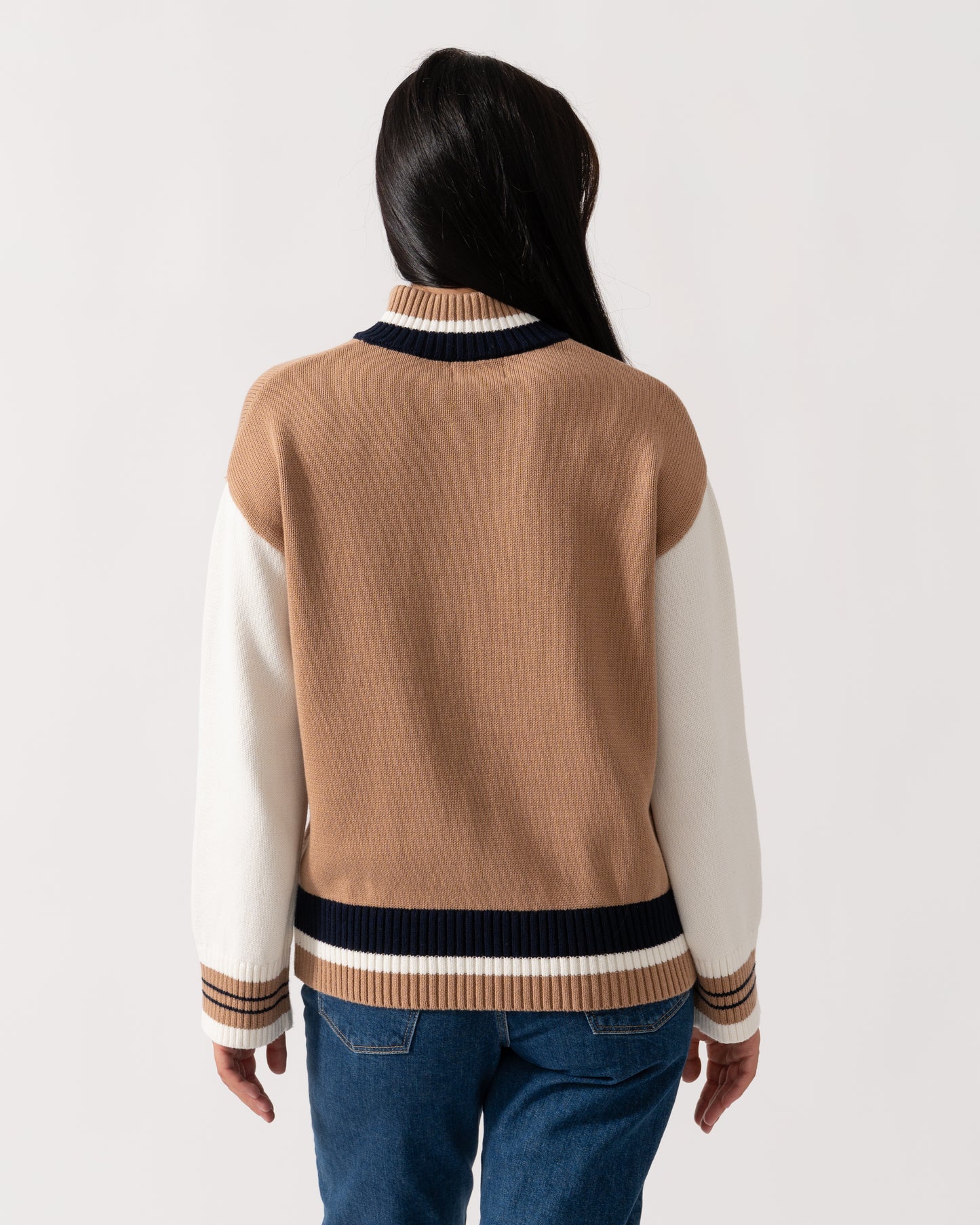 Joules Varsity Zip Womens 1/4 Zip Jumper - Tan Brown