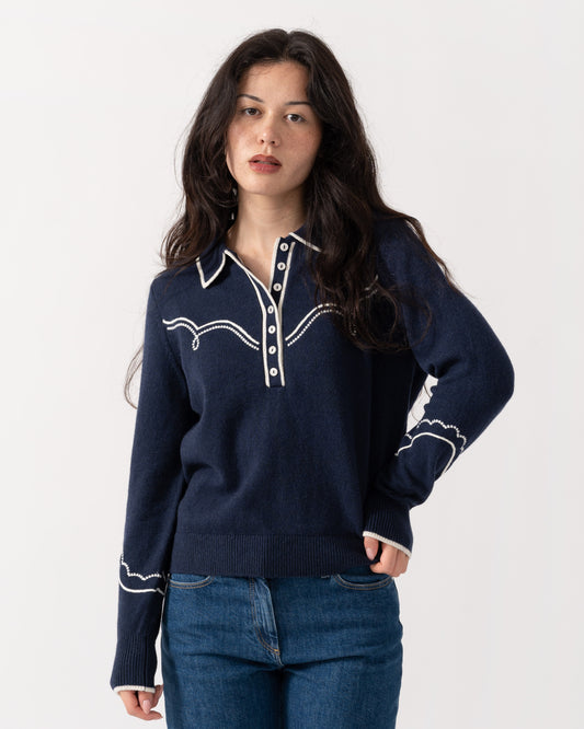 Front of the Joules Western Womens Collared Jumper - Navy