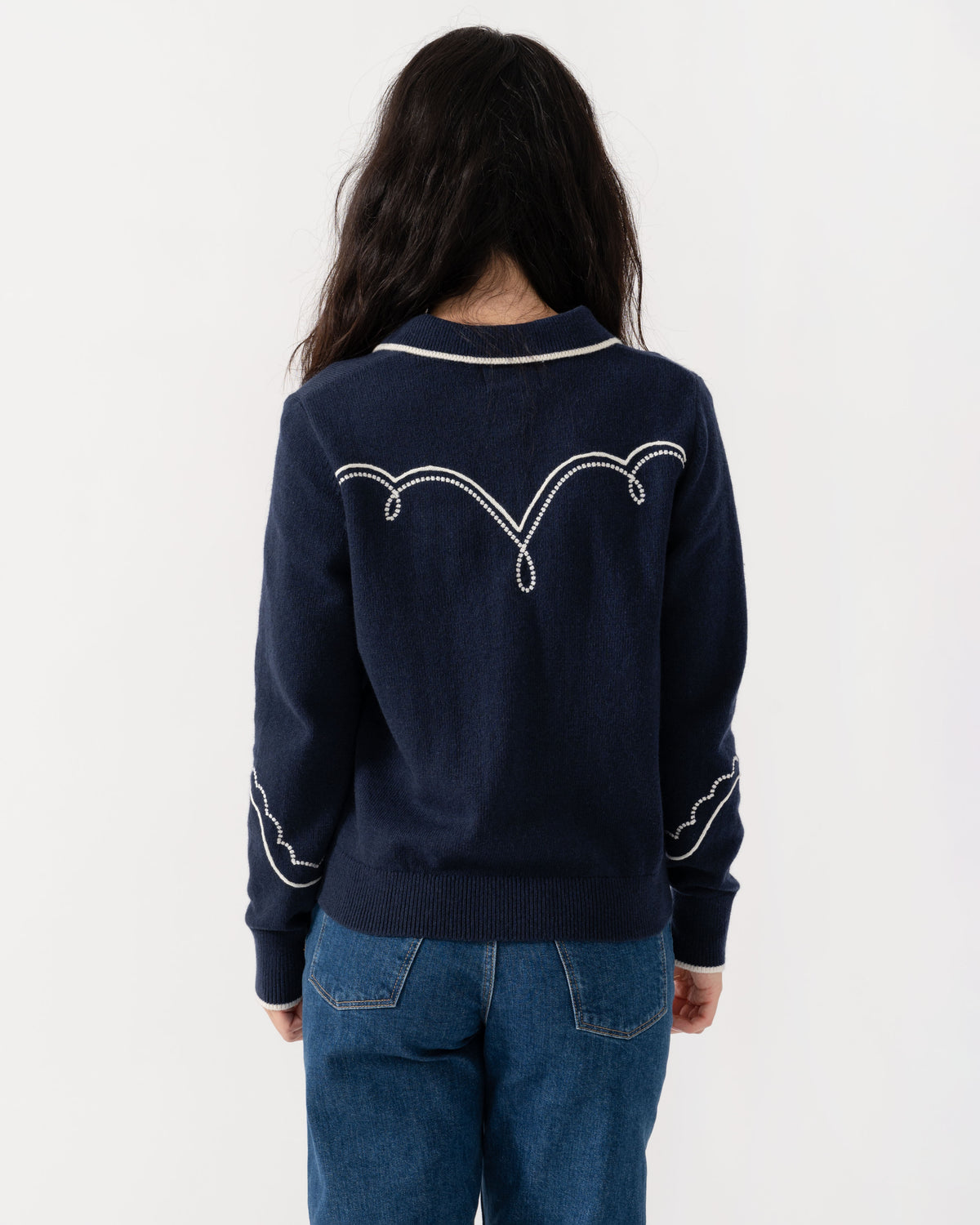 Back of the Joules Western Womens Collared Jumper - Navy