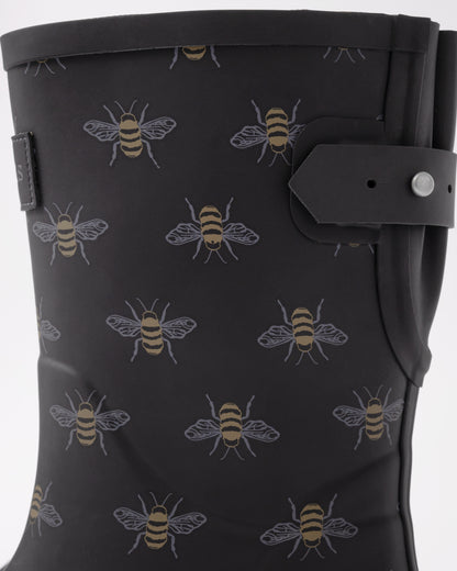 Joules Wistow Womens Wellies - Black Bee - bee detail