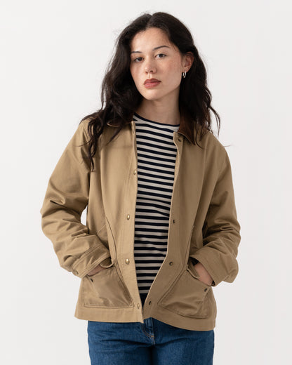 Model wearing the Joules Womens Barn Jacket - Tan Brown