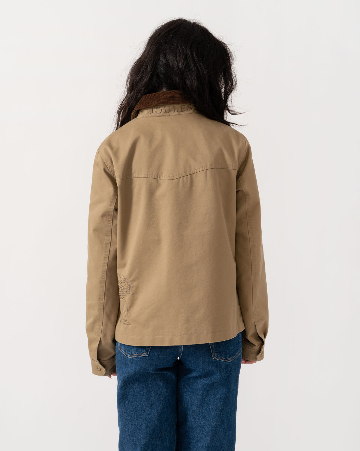 Back of the Joules Womens Barn Jacket - Tan Brown