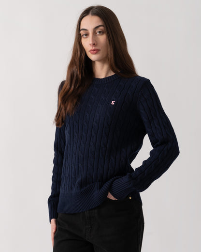 Joules Womens Classic Cable Knit Jumper - Navy