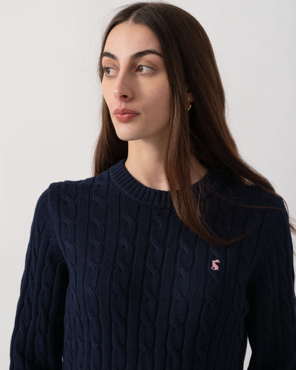 Joules Womens Classic Cable Knit Jumper - Navy