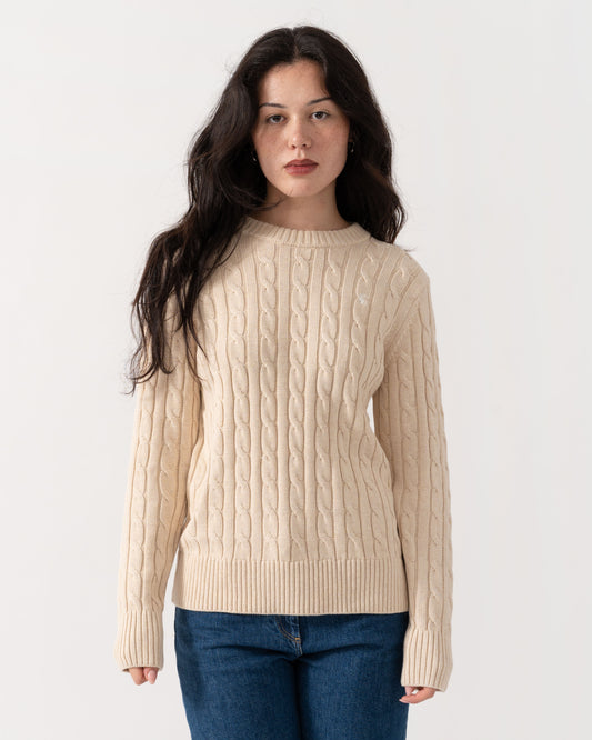 Front of the Joules Womens Classic Cable Knit Jumper - Oatmeal