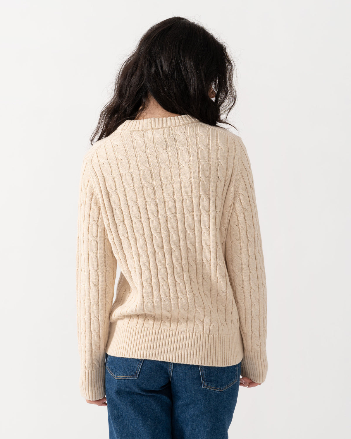 Back of the Joules Womens Classic Cable Knit Jumper - Oatmeal