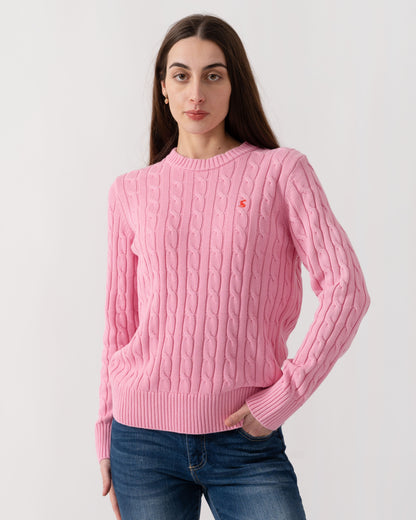 Joules Womens Classic Cable Knit Jumper - Pink