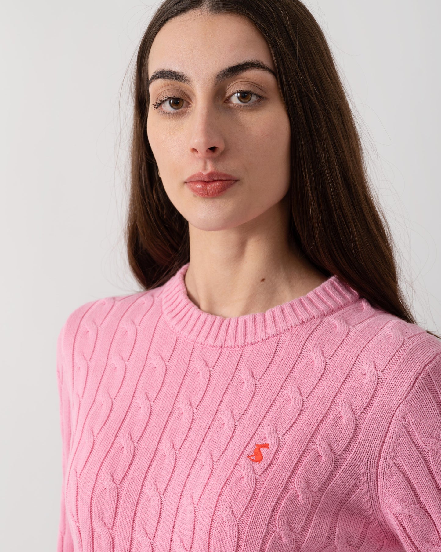 Joules Womens Classic Cable Knit Jumper - Pink