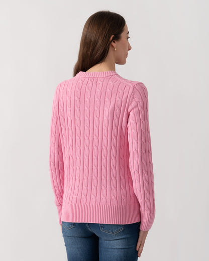 Joules Womens Classic Cable Knit Jumper - Pink