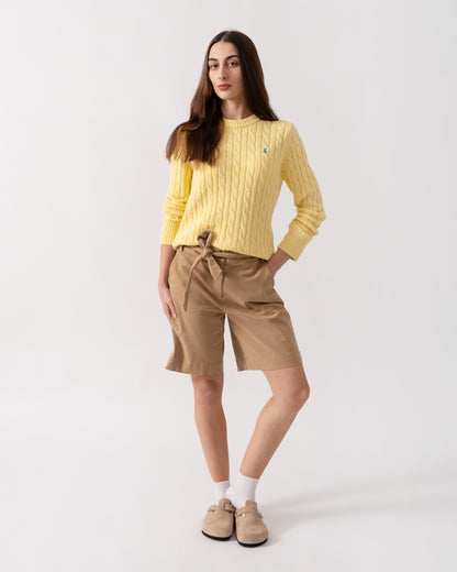 Joules Womens Classic Cable Knit Jumper - Yellow