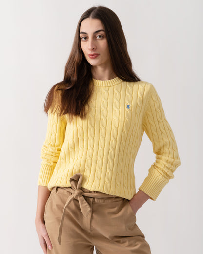 Joules Womens Classic Cable Knit Jumper - Yellow