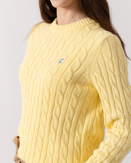Joules Womens Classic Cable Knit Jumper - Yellow