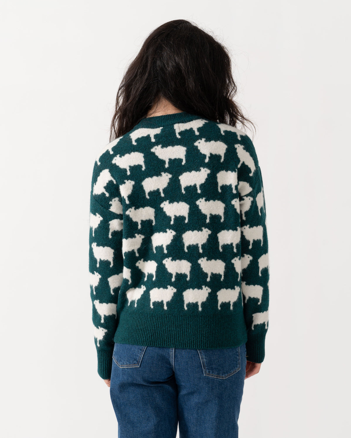 Back of the Joules Womens Flock Knit Jumper - Green
