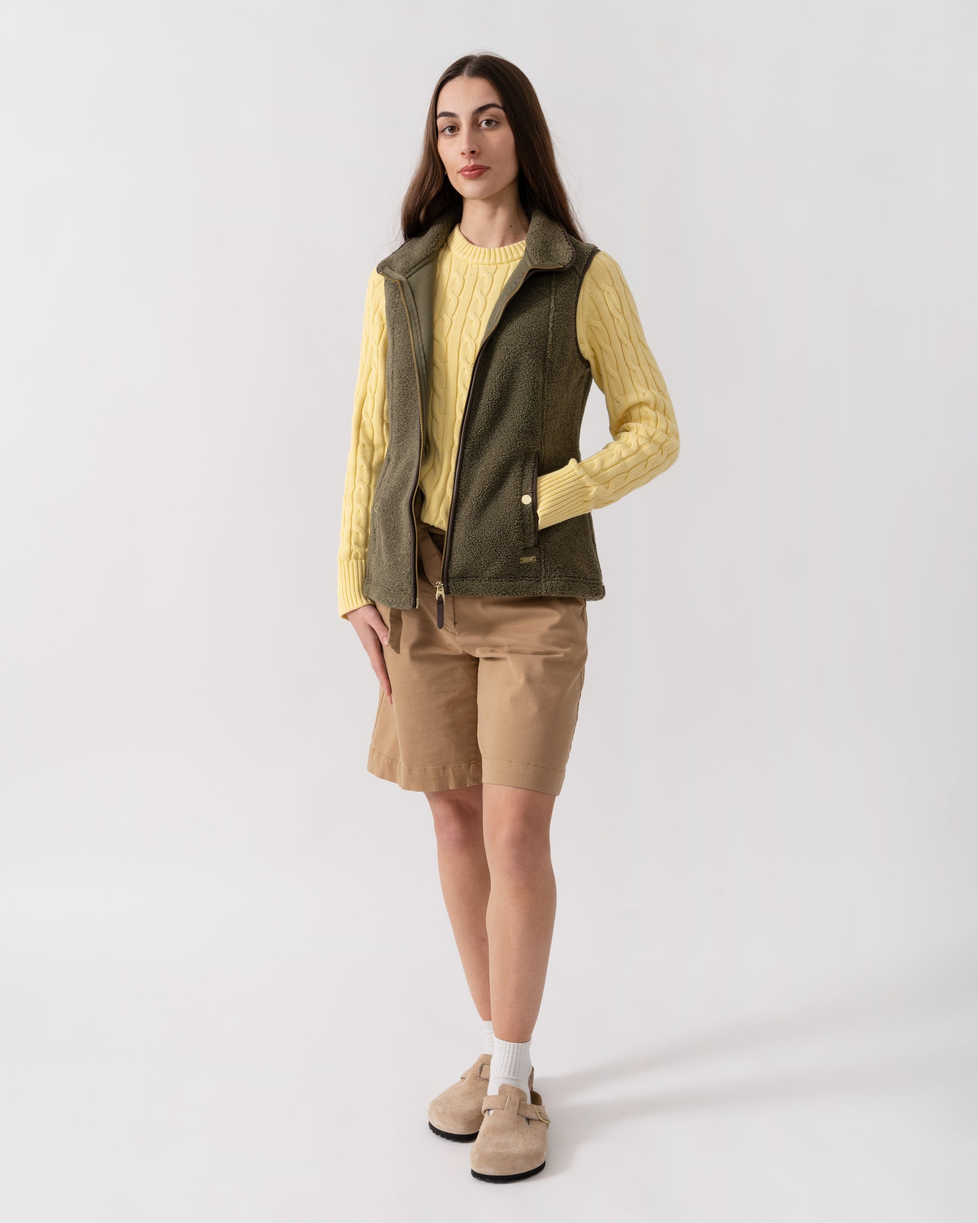 Joules Womens Heritage Borg Gilet - Green | CHO | Designer 