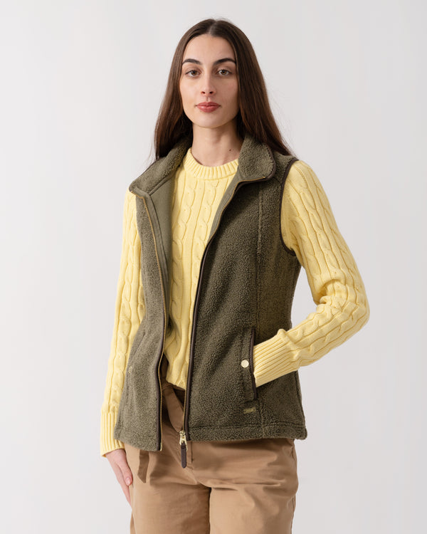 Joules Womens Heritage Borg Gilet - Green