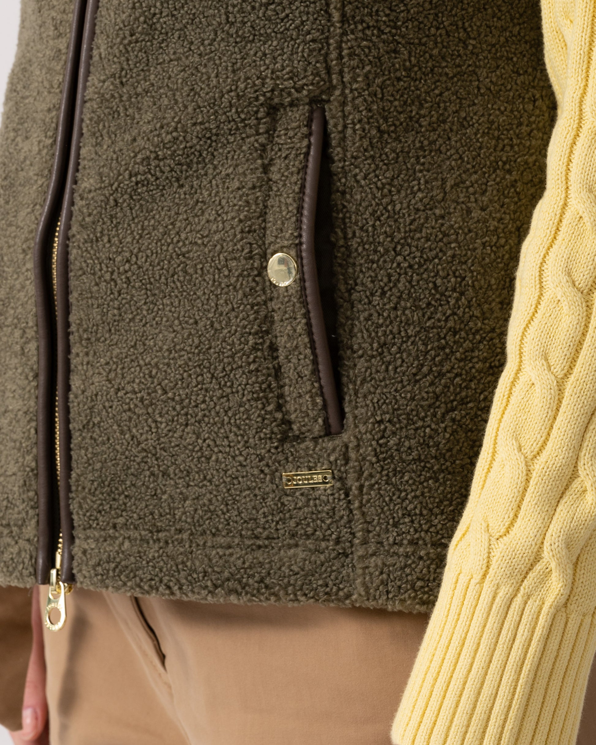 Joules Womens Heritage Borg Gilet - Green | CHO | Designer 
