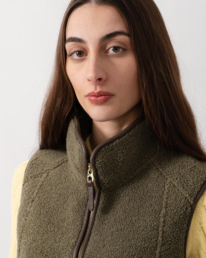 Joules Womens Heritage Borg Gilet - Green | CHO | Designer 