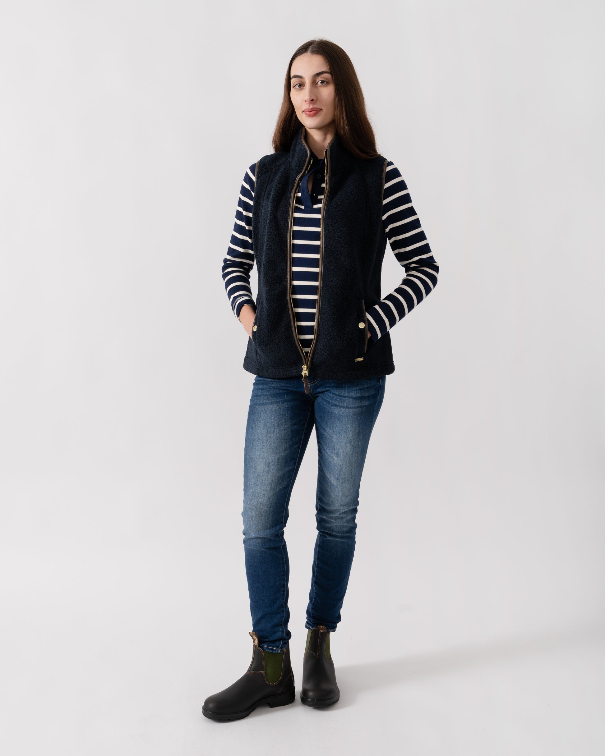 Joules Womens Heritage Borg Gilet - Navy | CHO | Designer Womens Fleece Gilets