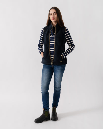 Joules Womens Heritage Borg Gilet - Navy | CHO | Designer Womens Fleece Gilets